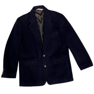 VTG Perry Ellis Mens Dark Blue Wool Fleece Blend 2 Button Blazer Jacket Sz M/40